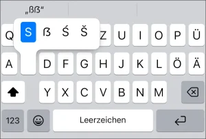 Großes ß auf iPhone / iPad