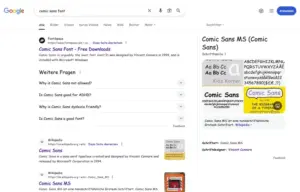 Google Vorschau Comic Sans